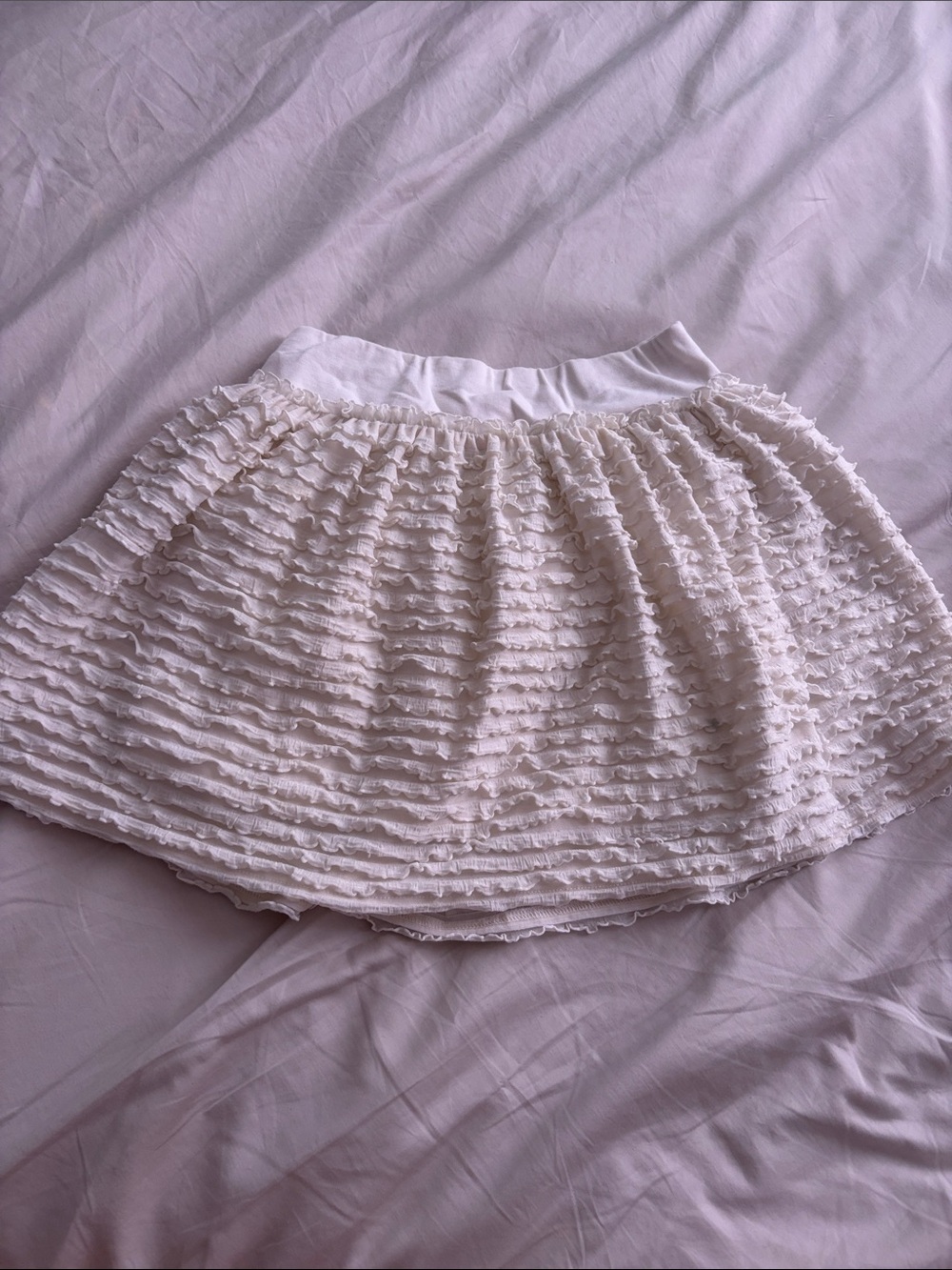 Girls White Ruffle Tiered Skirt with Elastic Waist